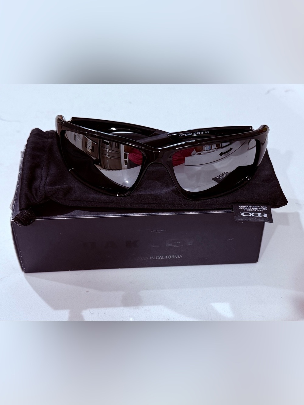 Oakley Black Gloss Mirror Lens Sport Sunglasses